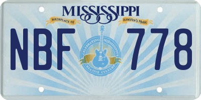 MS license plate NBF778