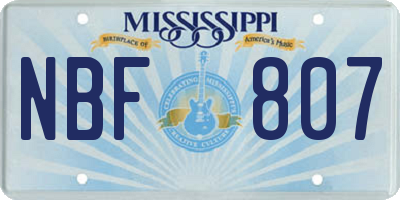 MS license plate NBF807