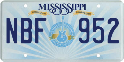 MS license plate NBF952