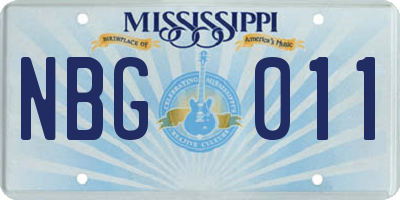 MS license plate NBG011