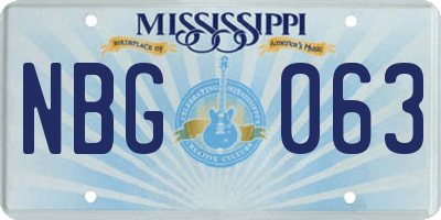 MS license plate NBG063