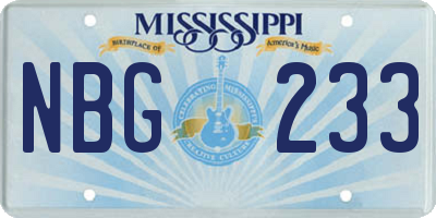MS license plate NBG233