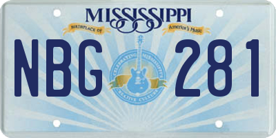 MS license plate NBG281