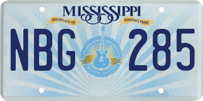 MS license plate NBG285