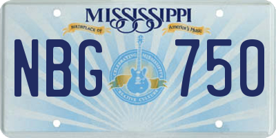 MS license plate NBG750