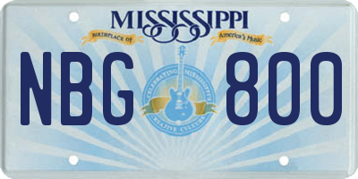 MS license plate NBG800