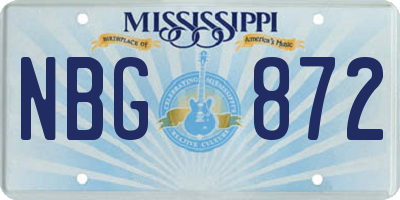MS license plate NBG872
