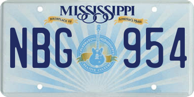 MS license plate NBG954