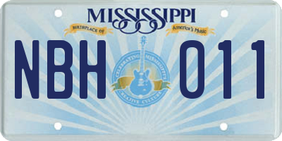 MS license plate NBH011