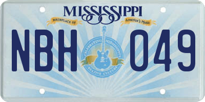 MS license plate NBH049