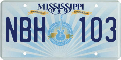 MS license plate NBH103