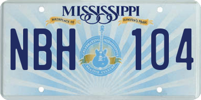 MS license plate NBH104