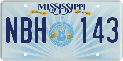 MS license plate NBH143