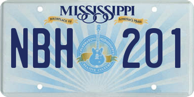 MS license plate NBH201