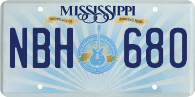 MS license plate NBH680