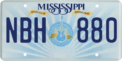 MS license plate NBH880