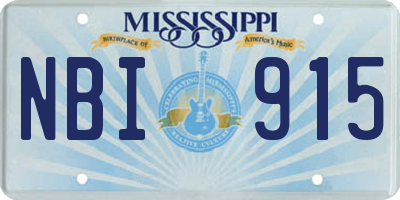 MS license plate NBI915