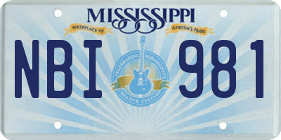 MS license plate NBI981