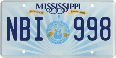 MS license plate NBI998