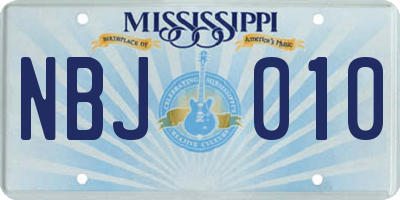 MS license plate NBJ010