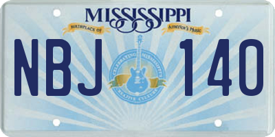 MS license plate NBJ140
