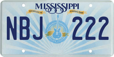 MS license plate NBJ222