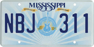 MS license plate NBJ311