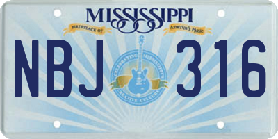 MS license plate NBJ316