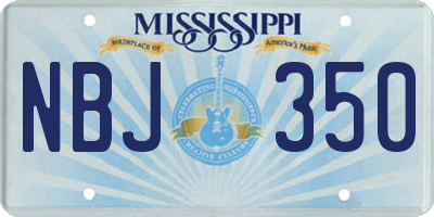 MS license plate NBJ350