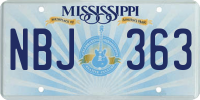 MS license plate NBJ363