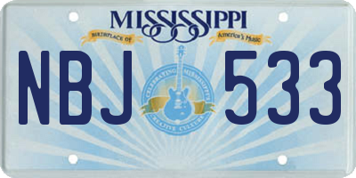 MS license plate NBJ533