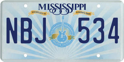 MS license plate NBJ534