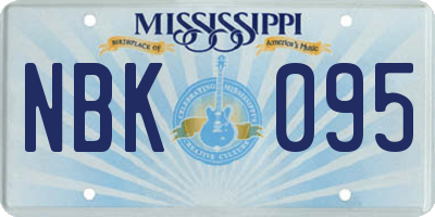 MS license plate NBK095