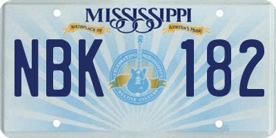 MS license plate NBK182