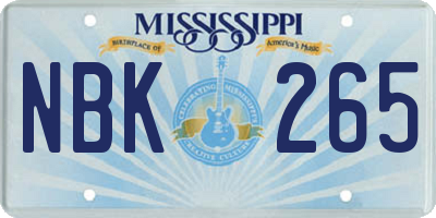 MS license plate NBK265