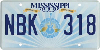 MS license plate NBK318