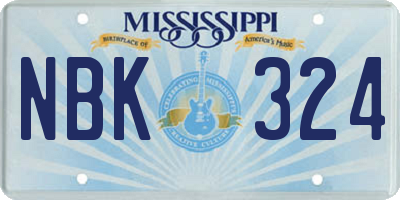 MS license plate NBK324
