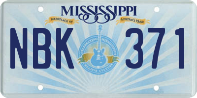 MS license plate NBK371