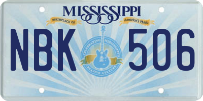 MS license plate NBK506