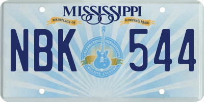 MS license plate NBK544