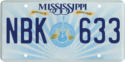 MS license plate NBK633