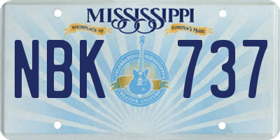 MS license plate NBK737
