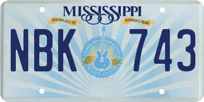 MS license plate NBK743