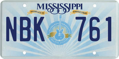 MS license plate NBK761