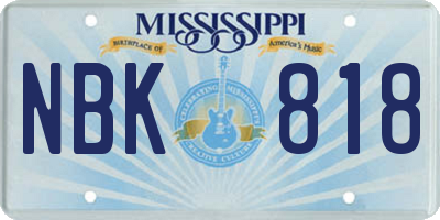 MS license plate NBK818