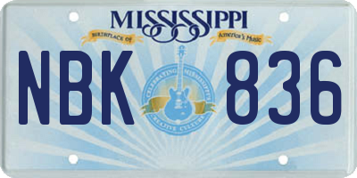 MS license plate NBK836