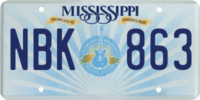 MS license plate NBK863