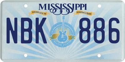MS license plate NBK886