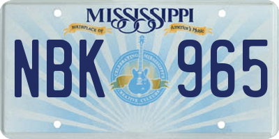 MS license plate NBK965