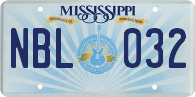 MS license plate NBL032